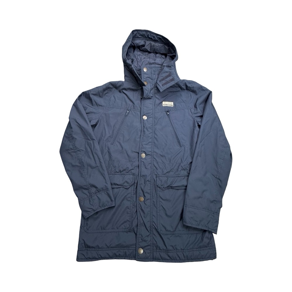 Hollister Parka Jacket Mens M Navy Blue Hooded Full Zip Utility Coastal
